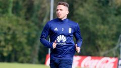 Aaron Requexon Real Oviedo.Aaron, durante un entrenamiento en El Requexon