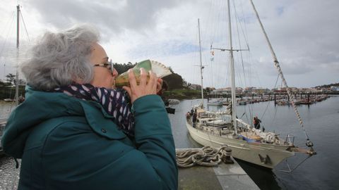 La Peregrina, en febrero del 2024, cuando zarp de A Illa para el Reto Astrolabio, una travesa de La Gomera al Caribe con las mismas herramientas que empleaban los navegantes en el siglo XVII