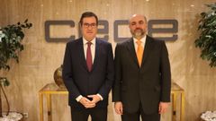Antonio Garamendi y David Mart�nez, en la sde de la CEOE en Madrid