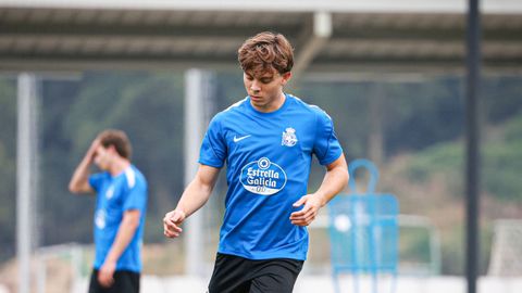 Lorenzo Amatucci, en su primer entrenamiento con el Deportivo