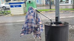 Paraguas en una papelera