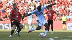 El jugador del Celta Ilaix Moriba, durante el partido de ida frente al Mallorca.