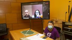 Vales y Ures por v�a telem�tica, y Milagros Lantes, en el sal�n de plenos.