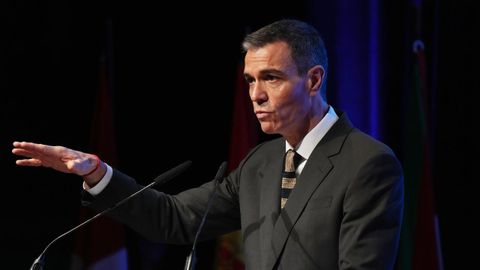 El presidente del Gobierno, Pedro S�nchez, ayer, durante la clausura el VIII Congreso Nacional de Industria.