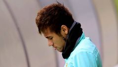Neymar, en un entrenamiento del Bar�a