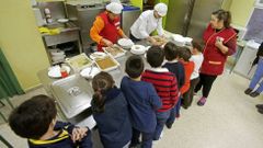 Imagen de archivo de un comedor escolar en Pontevedra. Escenas como esta no se podr�n repetir el pr�ximo curso