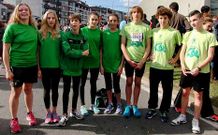 Los nadadores del CN Monforte, en la carrera de San Marti�o