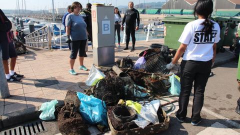 Basura recogida en una campa�a de limpieza con voluntarios en el puerto de El Musel de Gij�n.Basura recogida en el puerto de El Musel en 2017