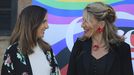 Ione Belarra y Yolanda Díaz durante un acto institucional organizado con motivo del Día Internacional del Orgullo LGTBI