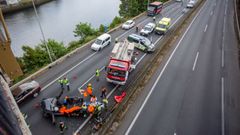 Accidente en la AP9 a su paso por Pontevedra Horizontal