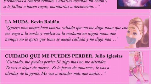 Exposici�n sobre el sexismo y la violencia en las canciones populares con mu�ecas Barbie