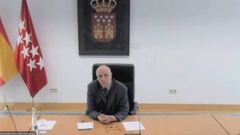 El empresario Victorino Alonso durante su comparecencia telem�tica este viernes.