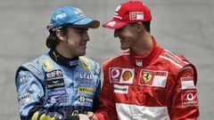 Fernando Alonso y Michael Schumacher.Fernando Alonso y Michael Schumacher.