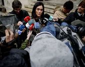 Paula Prado, ayer en A Coru�a tras declarar ante el Tribunal Superior de Xustiza. 