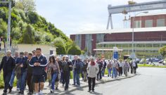 La �ltima movilizaci�n de los trabajadores del naval fue el encierro y la marcha hasta el Concello de Fene de los trabajadores. 