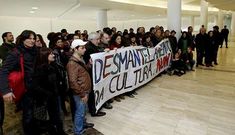 Representantes das industrias culturais, durante o seu peche nas instalaci�ns do Gai�s.