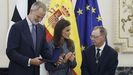 Felipe VI y la reina Letizia junto al presidente de Ceuta, Juan Jes�s Vivas, en la visita que realizaron a la ciudad aut�noma