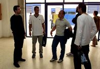 Cauvy con Delporte, Grozdic, Diawara y Marsiglia, a los que trajo en la temporada 2001/2002. 