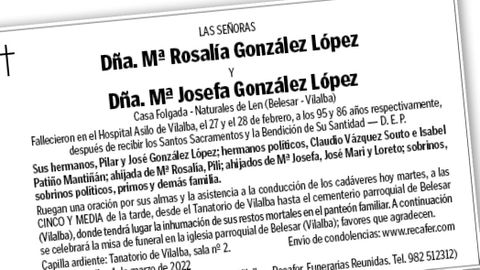 Esquela publicada en La Voz