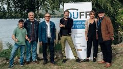 El actor Guillem Jimnez, el realizador Xavier Bermdez, el presidente de la Diputacin, Jos Manuel Baltar, los actores Monti Castieiras y Marta Larralde, y el director del OUFF, Miguel Anxo Fernndez, en la presentacin del proyecto cinematogrfico