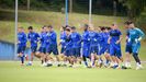 Jugadores del Real Oviedo en El Requexn