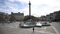 La plaza de Trafalgar, en Londres, casi vac�a por la alarma sobre el coronavirus