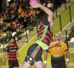 Imagen del partido de ida en el Arena entre BM Lal�n y Nov�s. 