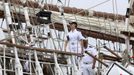 La princesa Leonor llega a Marín a bordo del Elcano