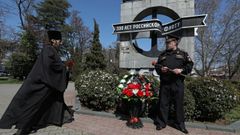 Ceremonia  en memoria de la tripulaci�n del buque ruso Moskva, el pasado 15 de abril.