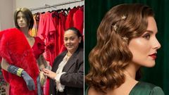A la izquierda, Isabel Villaverde, de Lovely by Isabelle, muestra�las tendencias de este a�o. Y, a la derecha, propuesta de peinado festivo del Sal�n Moema.