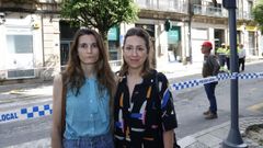 Las farmac�uticas de La Pontina, el d�a despu�s del incendio en el edificio colindante.