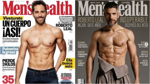 Es la segunda vez que Leal se somete al desafío de la revista. A la izquierda, hace siete años. A la derecha, su estado de forma actual.