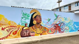 Mural de la viguesa Iria Blanco en honor a la Dama de Cao en Magadalena de Cao, Par�.