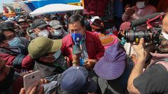 Luis Arce, candidato del partido de Evo Morales, hizo campaa el domingo en El Alto