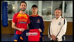 �lex Trigo, Nico Garc�a y Agust�n Trigo en el gimnasio Chong de Carballo.