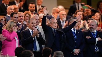 Florentino P�rez, ayer, en el palco del Santiago Bernab�u.