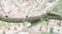 Recreaci�n, desde el aire, del primer tramo del proyecto