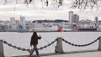 Muelles interiores de la fachada martima, vistos desde O Parrote.