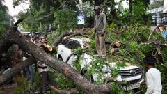 Imagen de los efectos de las tormentas registradas en�Uttar Pradesh.