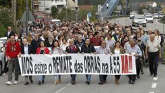 Manifestaci�n para que terminen las obras de la � 55 en Mos