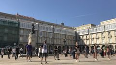 Hosteleros de A Coru�a se manifestaron en la plaza de Mar�a Pita