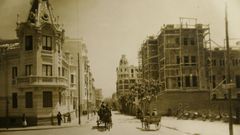 Imagen de 1929 en la que puede verse el avance en las obras de construcci�n del Palacio de Justicia en la plaza de Galicia de A Coru�a