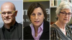 El exeurodiputado de ICV, Ra�l Romeva, la expresidenta de la ANC, Carme Forcadell y la presidenta de �mnium Cultural, Muriel Casals.