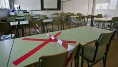 Medidas anticovid en un aula del IES Fernando Wirtz