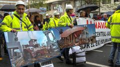 Extrabajadores de La Naval de Sestao afectados por el ERE se manifiestan en Bilbao