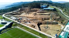 Imagen a�rea de dos semanas atr�s de las obras en la inmediaciones de la Cidade Deportiva del Celta en Mos.