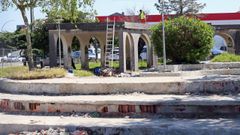 Las obras de renovacin de la plaza dos Estudantes, hace unos das.