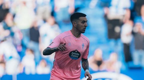 Mat�as Vecino, en su partido debut con el Celta, ante el Espanyol.