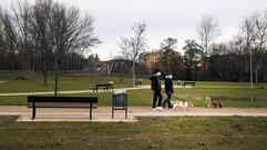 Mascotas con sus due�os en el paseo fluvial, a la altura del parque de Cobas