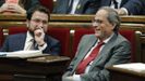 El presidente de la Generalitat, Quim Torra y su vicepresidente, Pere Aragons, durante el pleno del Parlamento cataln